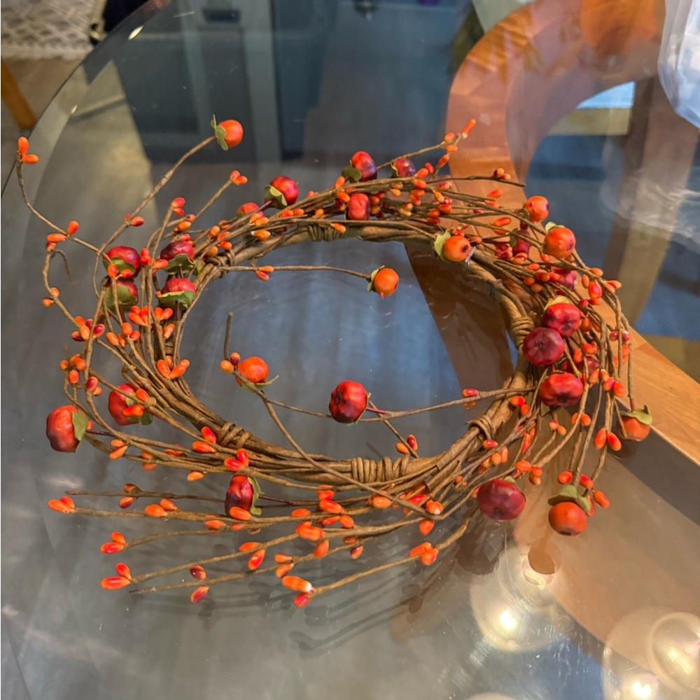 Rustic Orange and Red Berry Wreath